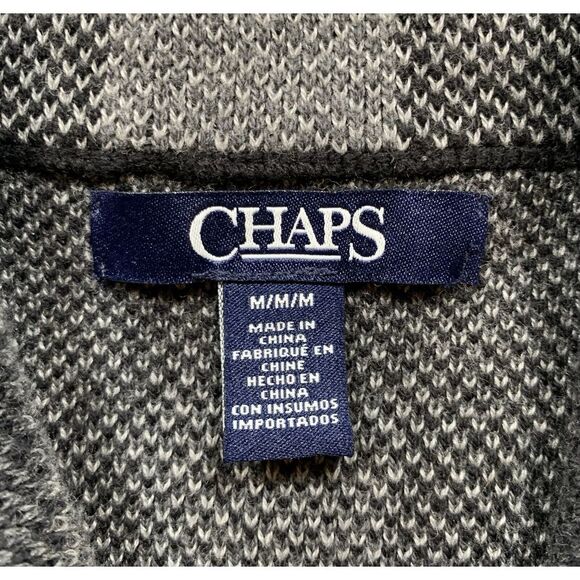 Chaps Sweater Vest Womens Medium Black & Gray Plaid Stretch Knit Full Zip - 304 - Picture 5 of 9